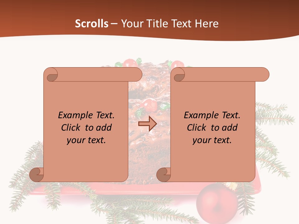 A Christmas Cake On A Red Plate On A White Background PowerPoint Template