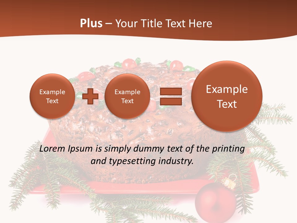 A Christmas Cake On A Red Plate On A White Background PowerPoint Template