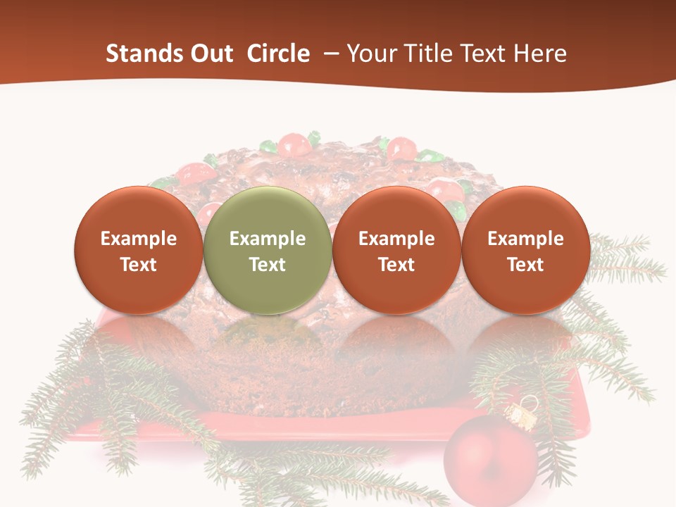 A Christmas Cake On A Red Plate On A White Background PowerPoint Template