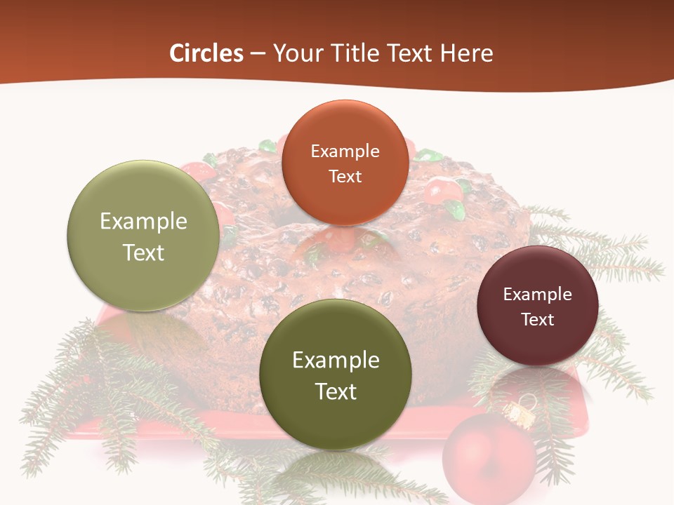 A Christmas Cake On A Red Plate On A White Background PowerPoint Template