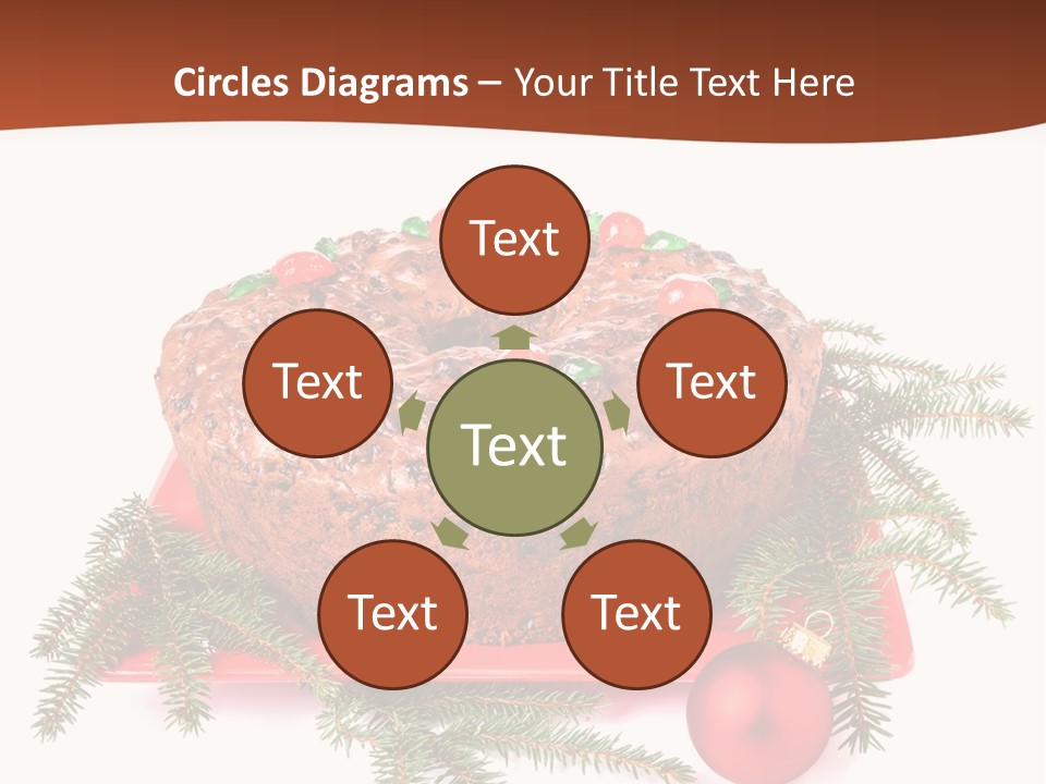 A Christmas Cake On A Red Plate On A White Background PowerPoint Template