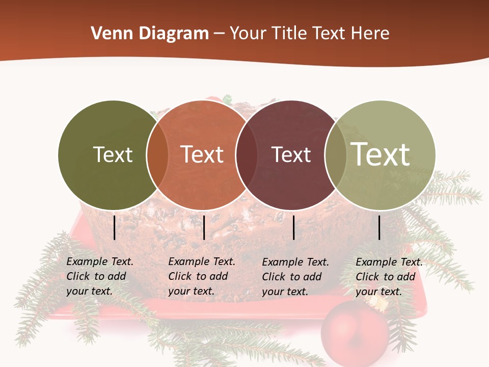 A Christmas Cake On A Red Plate On A White Background PowerPoint Template