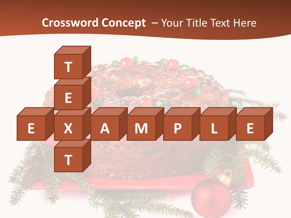 A Christmas Cake On A Red Plate On A White Background PowerPoint Template