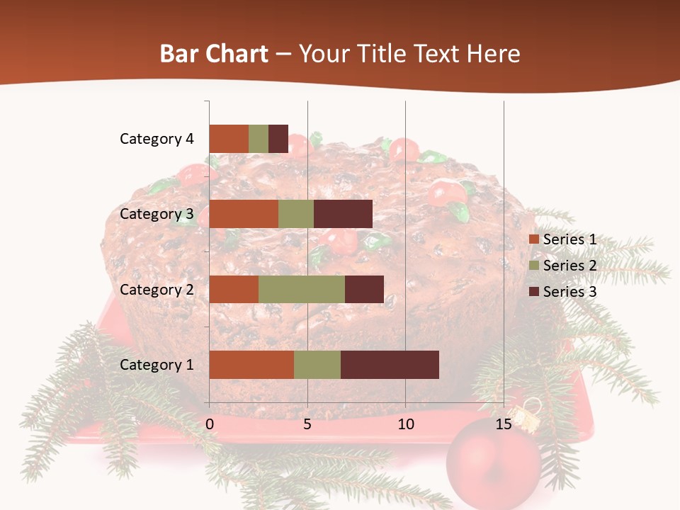 A Christmas Cake On A Red Plate On A White Background PowerPoint Template