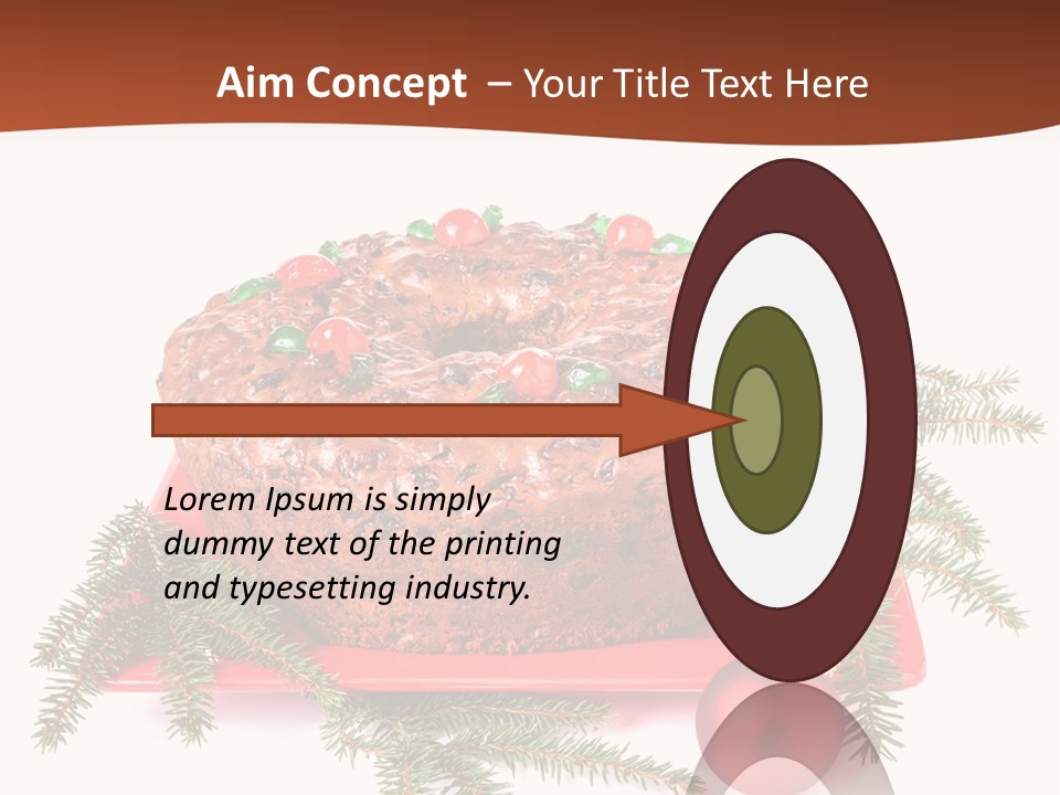 A Christmas Cake On A Red Plate On A White Background PowerPoint Template