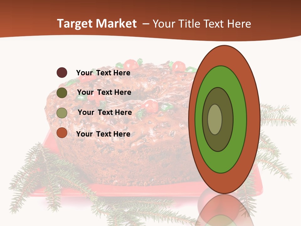 A Christmas Cake On A Red Plate On A White Background PowerPoint Template