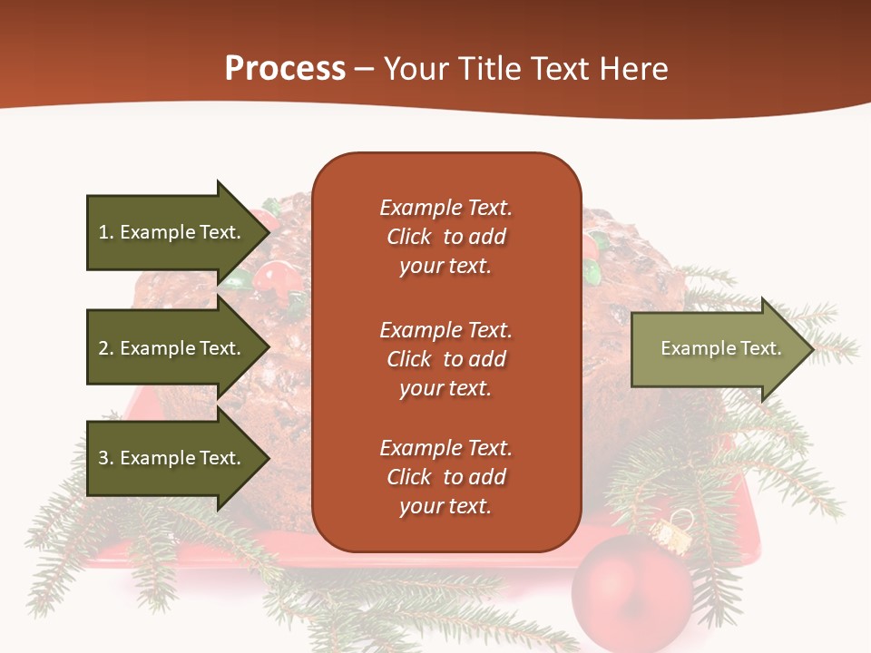 A Christmas Cake On A Red Plate On A White Background PowerPoint Template