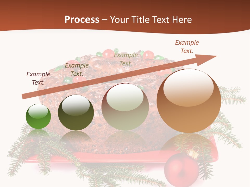 A Christmas Cake On A Red Plate On A White Background PowerPoint Template