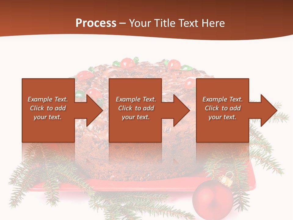 A Christmas Cake On A Red Plate On A White Background PowerPoint Template