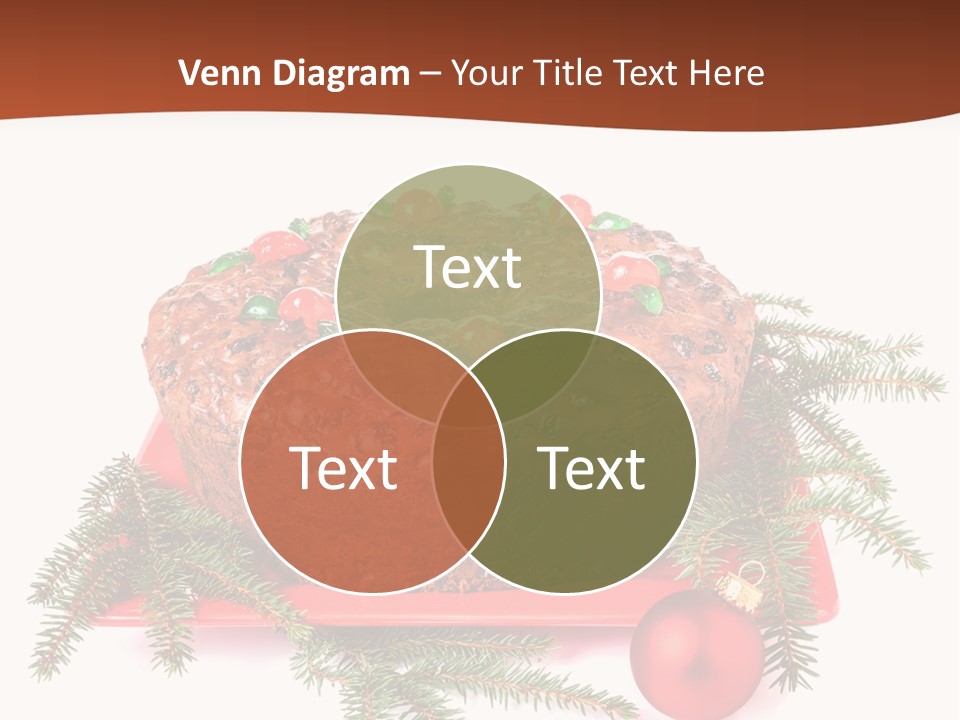 A Christmas Cake On A Red Plate On A White Background PowerPoint Template