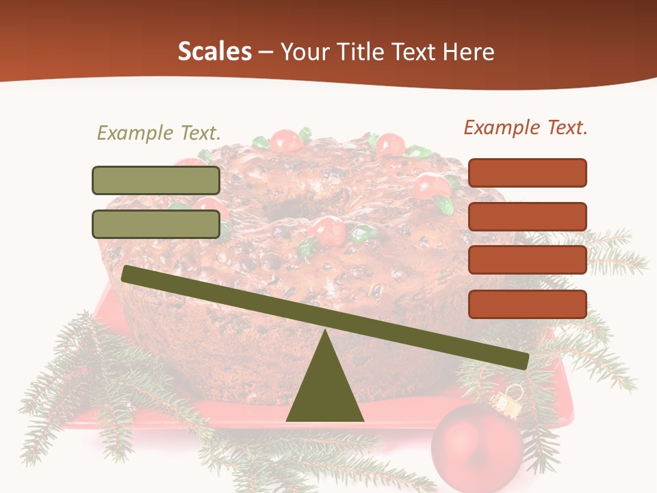 A Christmas Cake On A Red Plate On A White Background PowerPoint Template