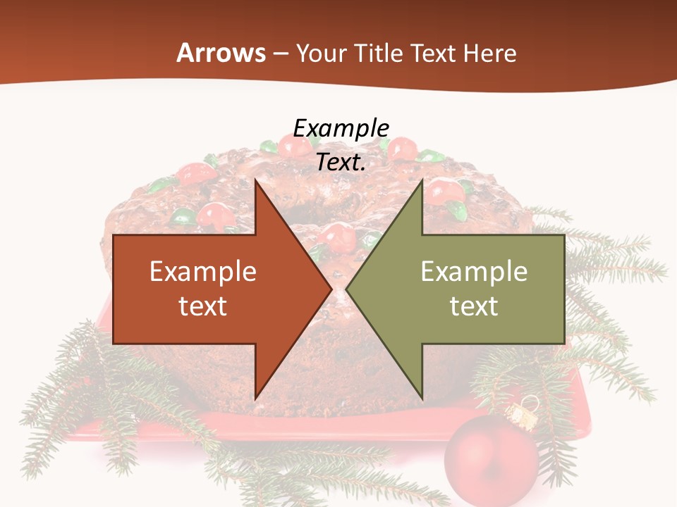 A Christmas Cake On A Red Plate On A White Background PowerPoint Template