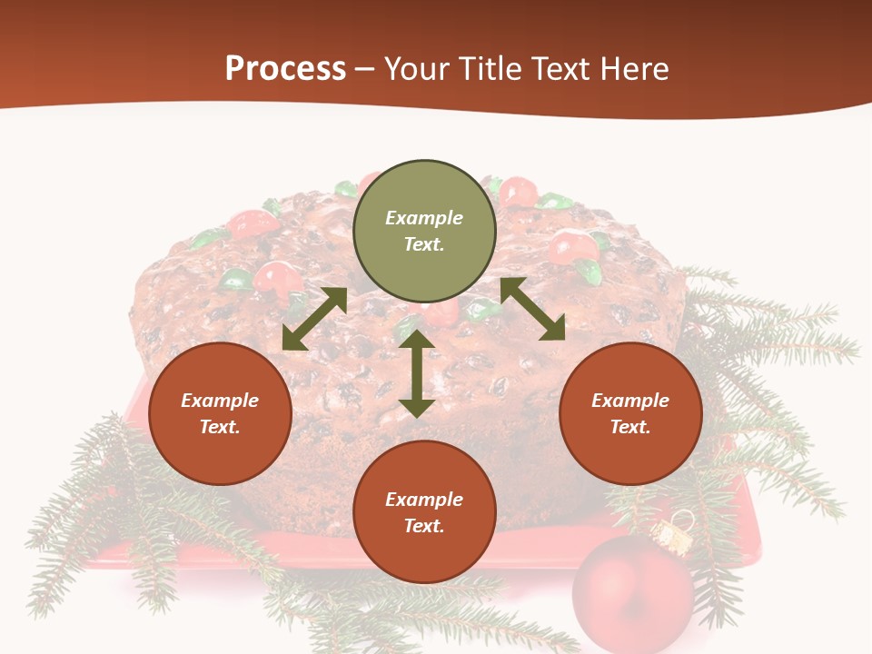 A Christmas Cake On A Red Plate On A White Background PowerPoint Template