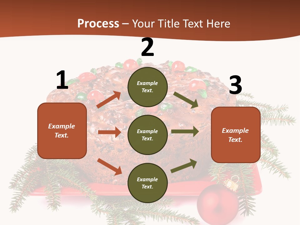 A Christmas Cake On A Red Plate On A White Background PowerPoint Template