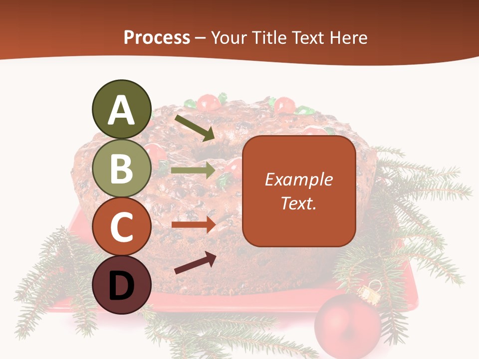 A Christmas Cake On A Red Plate On A White Background PowerPoint Template