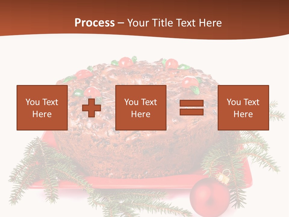 A Christmas Cake On A Red Plate On A White Background PowerPoint Template
