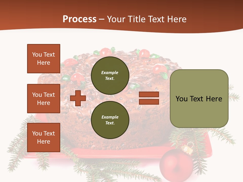 A Christmas Cake On A Red Plate On A White Background PowerPoint Template