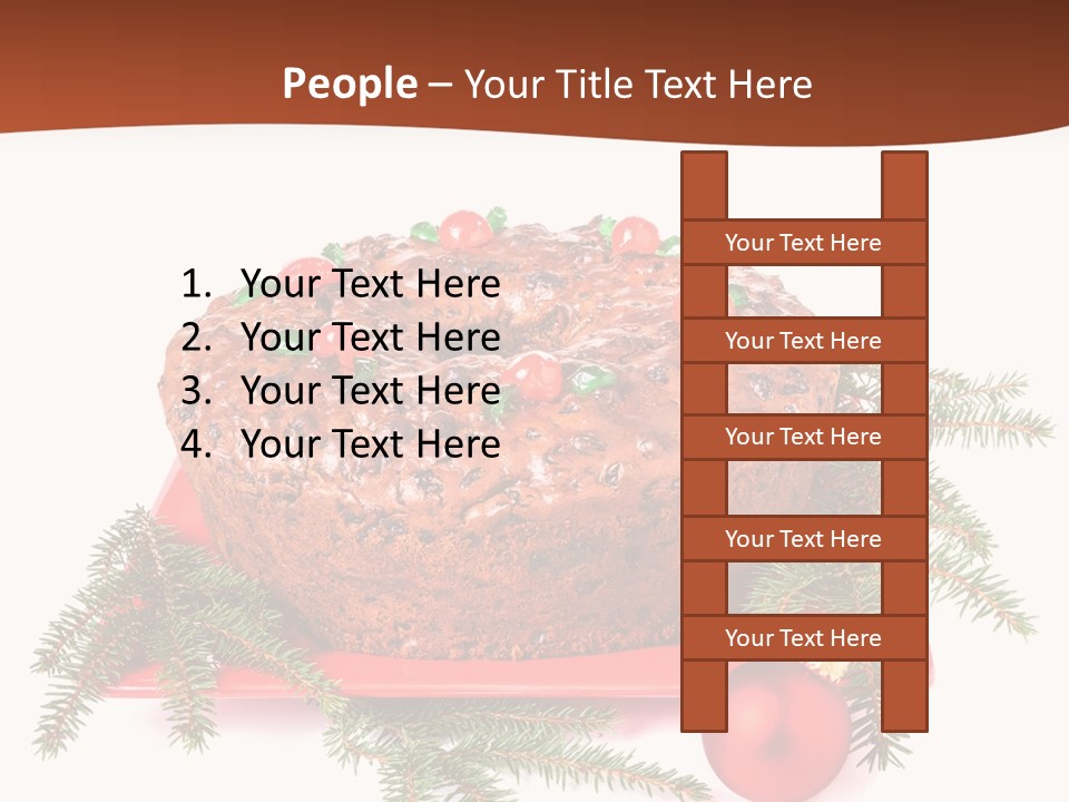 A Christmas Cake On A Red Plate On A White Background PowerPoint Template