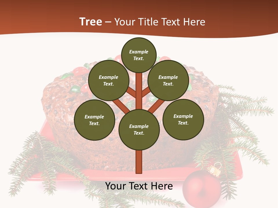 A Christmas Cake On A Red Plate On A White Background PowerPoint Template