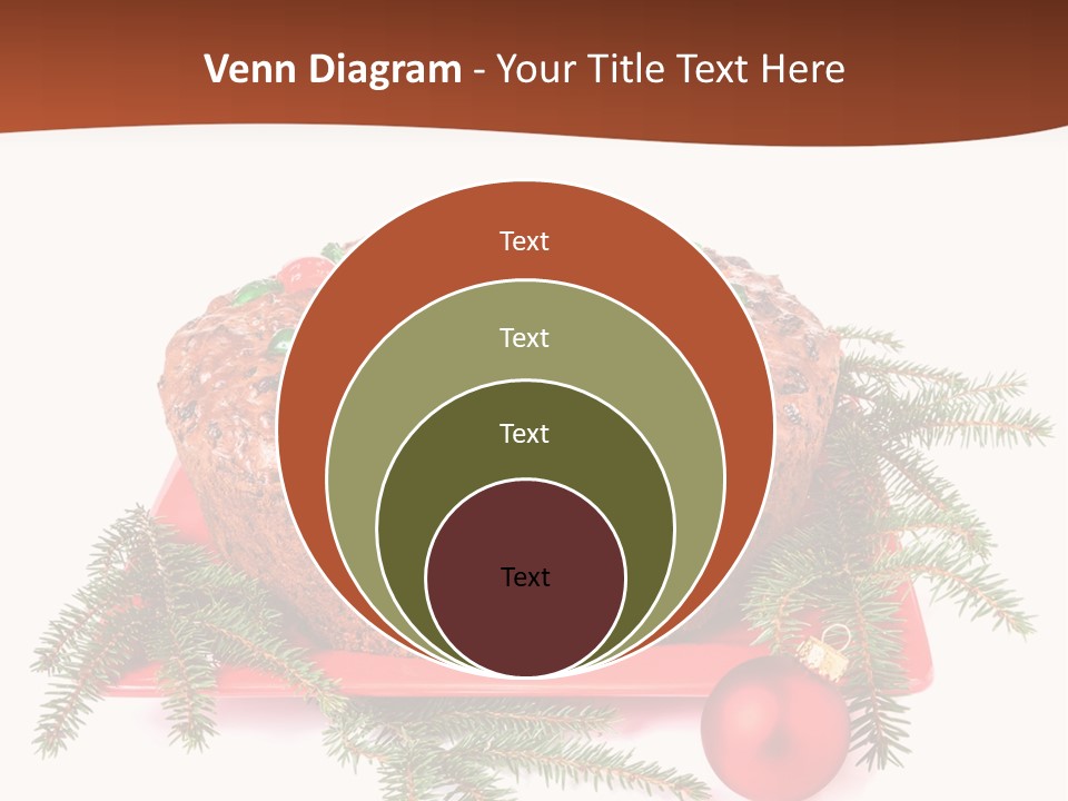 A Christmas Cake On A Red Plate On A White Background PowerPoint Template