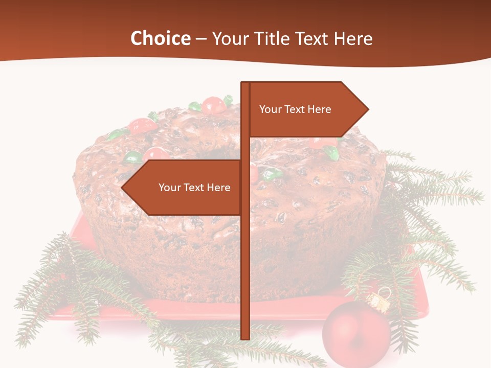 A Christmas Cake On A Red Plate On A White Background PowerPoint Template