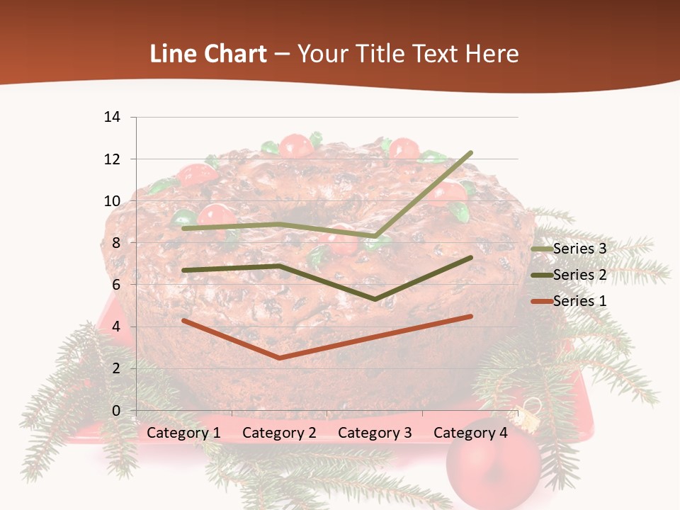 A Christmas Cake On A Red Plate On A White Background PowerPoint Template