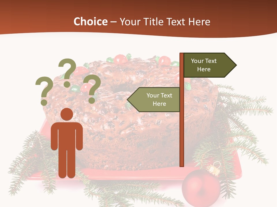 A Christmas Cake On A Red Plate On A White Background PowerPoint Template