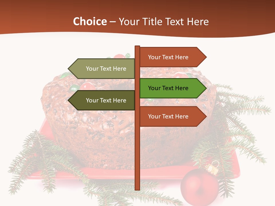 A Christmas Cake On A Red Plate On A White Background PowerPoint Template