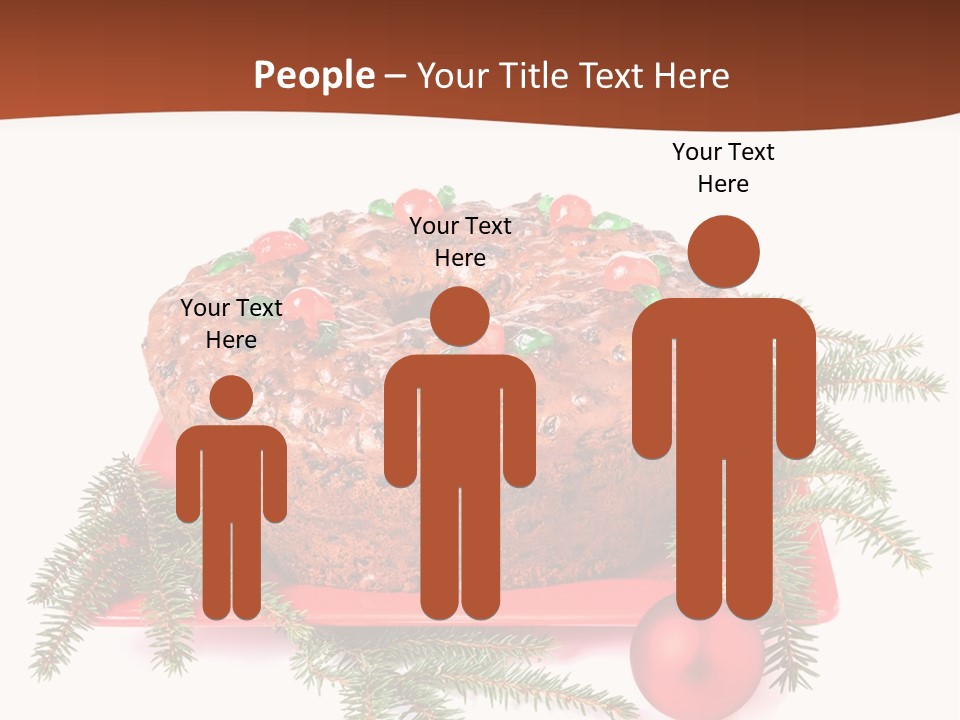 A Christmas Cake On A Red Plate On A White Background PowerPoint Template