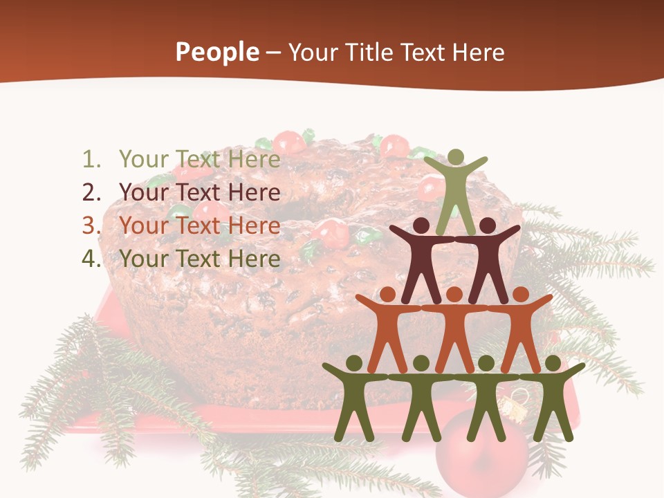 A Christmas Cake On A Red Plate On A White Background PowerPoint Template