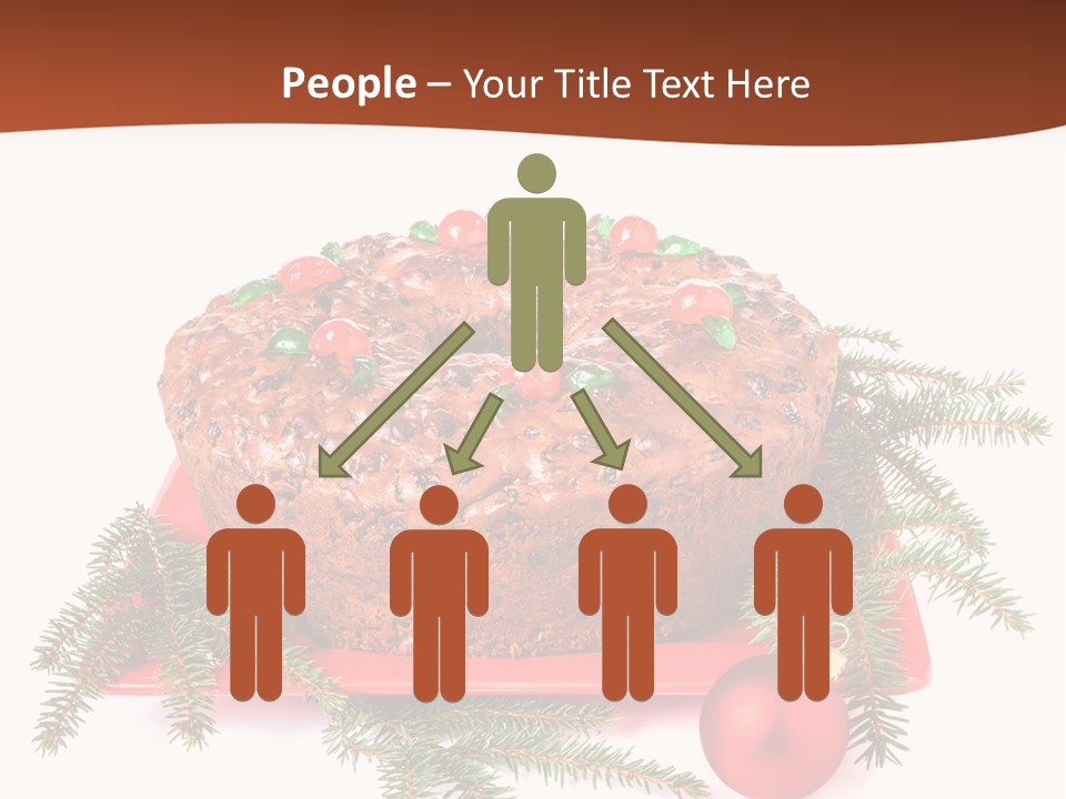 A Christmas Cake On A Red Plate On A White Background PowerPoint Template