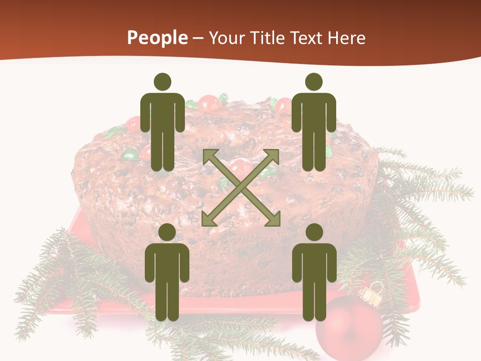 A Christmas Cake On A Red Plate On A White Background PowerPoint Template
