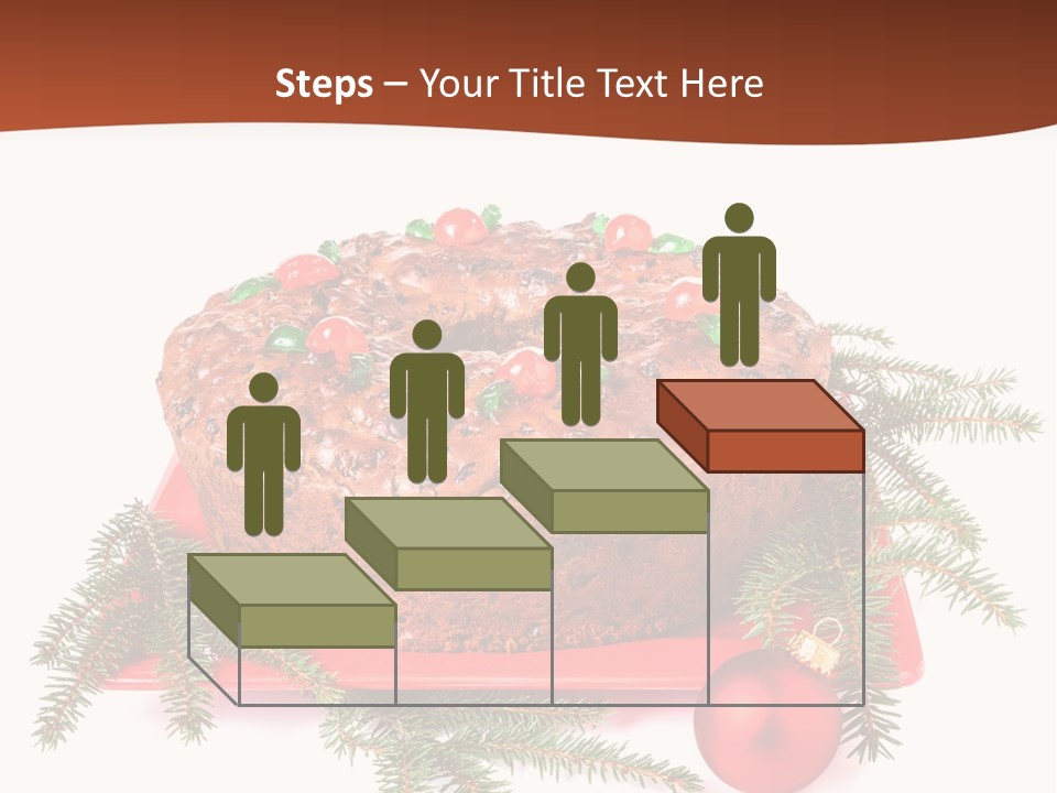 A Christmas Cake On A Red Plate On A White Background PowerPoint Template