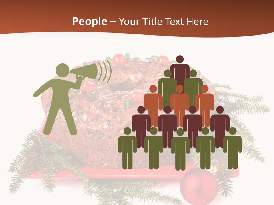 A Christmas Cake On A Red Plate On A White Background PowerPoint Template