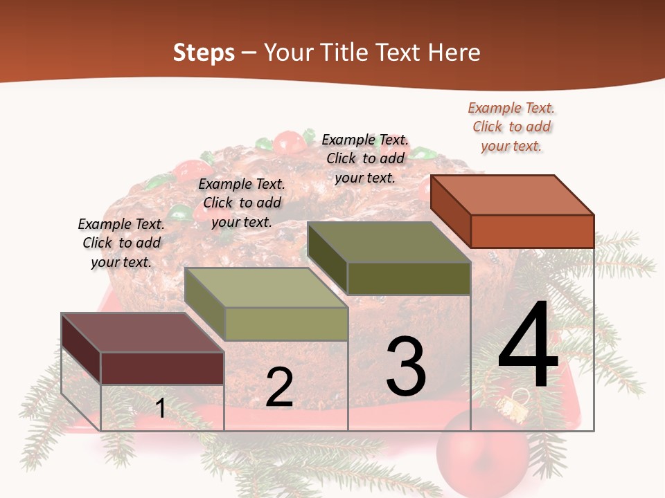 A Christmas Cake On A Red Plate On A White Background PowerPoint Template