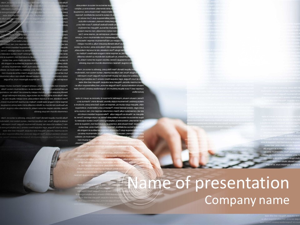 A Business Woman Typing On A Laptop Computer PowerPoint Template