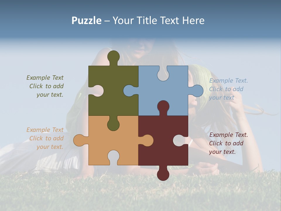 A Mother And Daughter Laying On The Grass PowerPoint Template