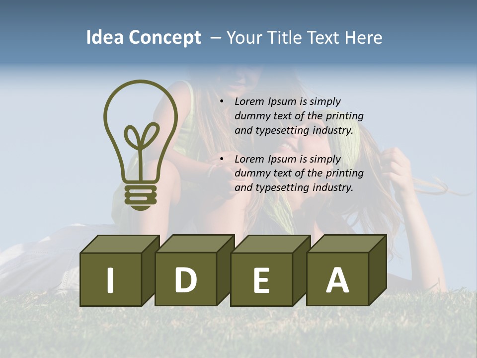 A Mother And Daughter Laying On The Grass PowerPoint Template