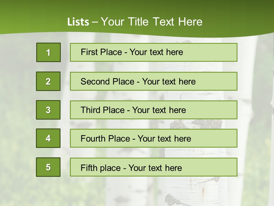 A Group Of White Birch Trees With Green Grass In The Background PowerPoint Template