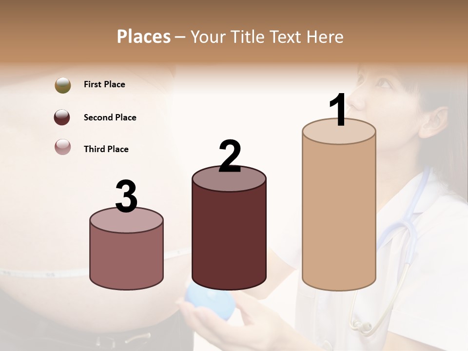 A Pregnant Woman Measuring Her Belly With A Stethoscope PowerPoint Template