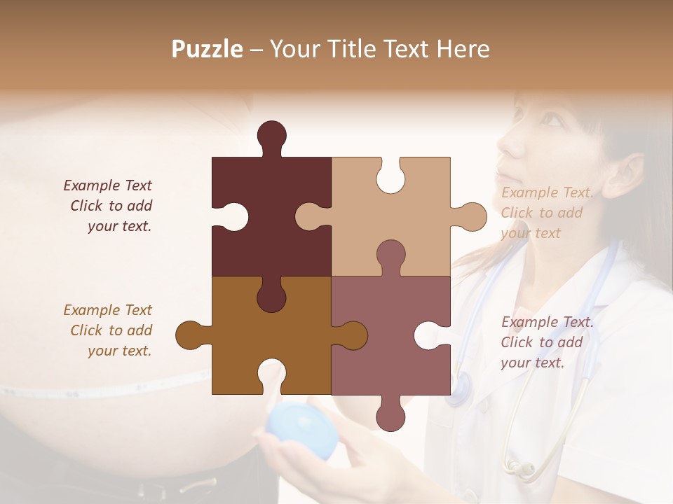 A Pregnant Woman Measuring Her Belly With A Stethoscope PowerPoint Template