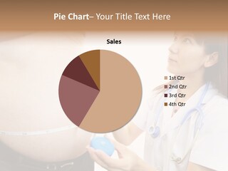 A Pregnant Woman Measuring Her Belly With A Stethoscope PowerPoint Template