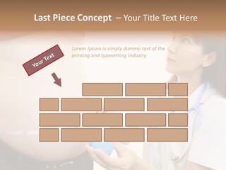 A Pregnant Woman Measuring Her Belly With A Stethoscope PowerPoint Template