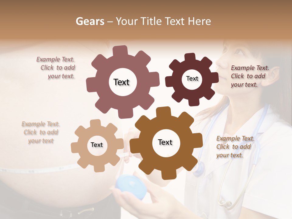 A Pregnant Woman Measuring Her Belly With A Stethoscope PowerPoint Template