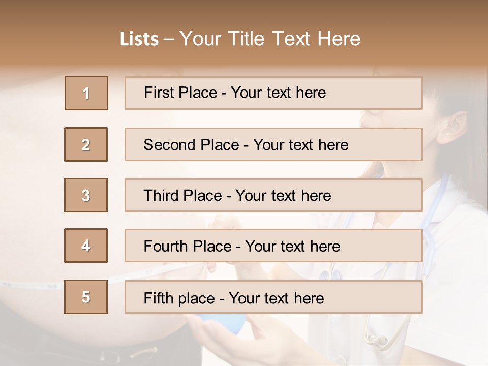 A Pregnant Woman Measuring Her Belly With A Stethoscope PowerPoint Template