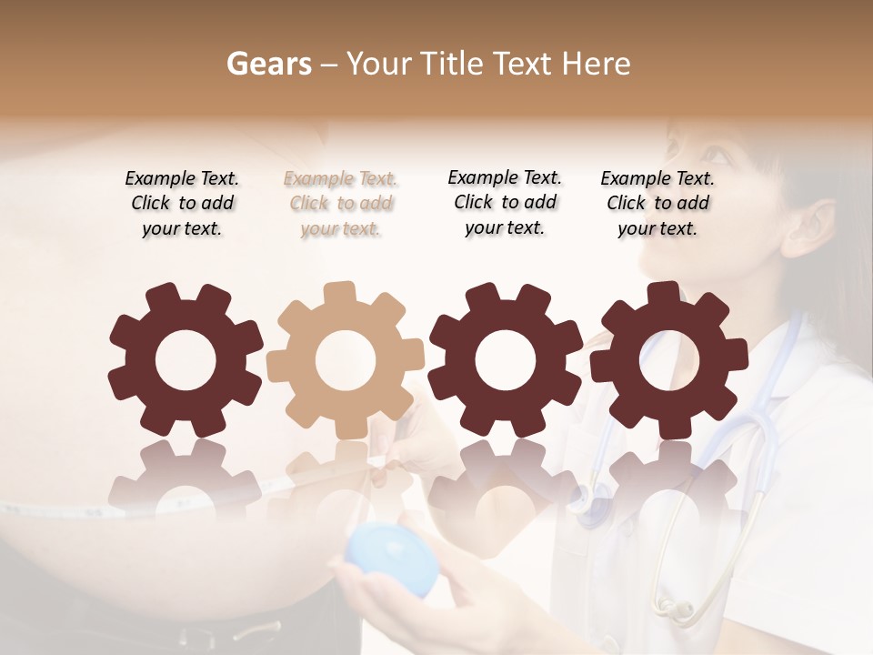 A Pregnant Woman Measuring Her Belly With A Stethoscope PowerPoint Template