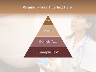 A Pregnant Woman Measuring Her Belly With A Stethoscope PowerPoint Template