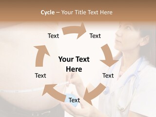 A Pregnant Woman Measuring Her Belly With A Stethoscope PowerPoint Template