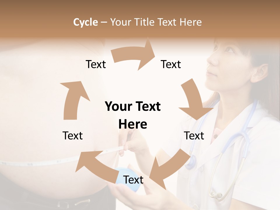 A Pregnant Woman Measuring Her Belly With A Stethoscope PowerPoint Template