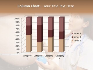 A Pregnant Woman Measuring Her Belly With A Stethoscope PowerPoint Template